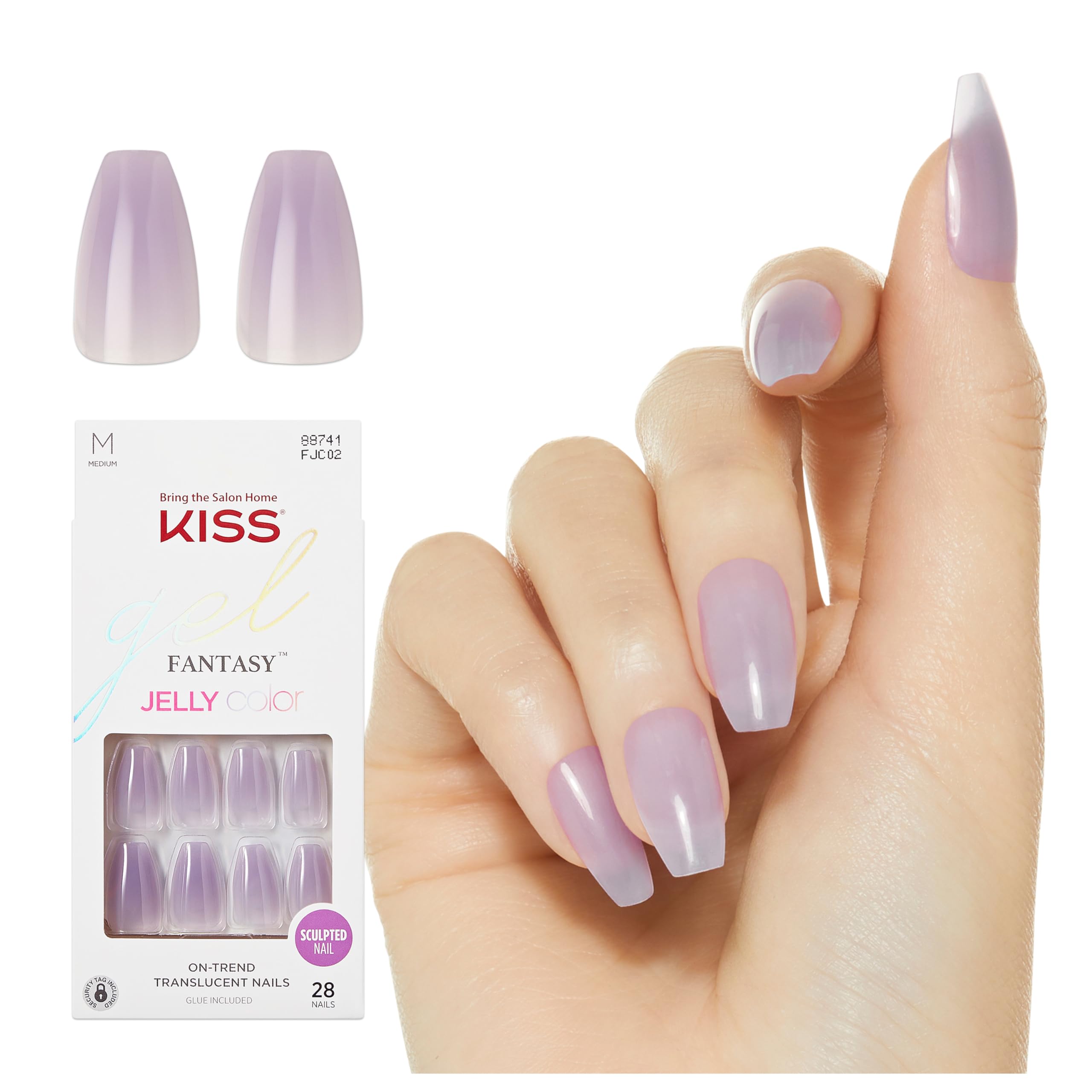 Nails By Stuck By You プレスオンネイルセット Amazon.com: KISS Gel Fantasy, Press On Nails, Nail glue included